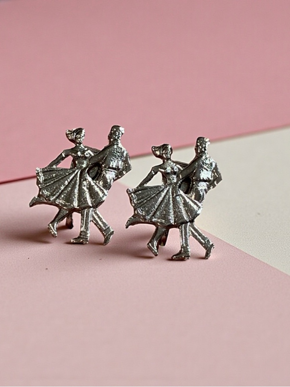 Vintage Square Dance Clip-On Earrings